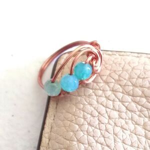 $10 Radical Drop! Size 6 ~ Beautiful Medium Blue Agate Swirled Copper Ring